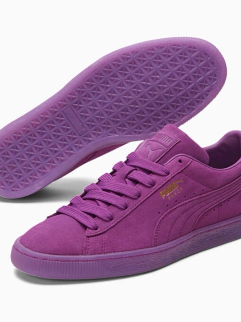 Puma Men’s Suede Sneaker Mono Iced in Meadow Mauve-Team Gold